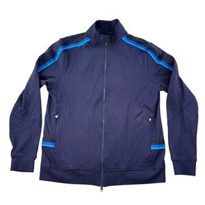 Patrick Assaraf Jacket Mens Large Navy Blue Track Zip Up Athleisure Sportswear